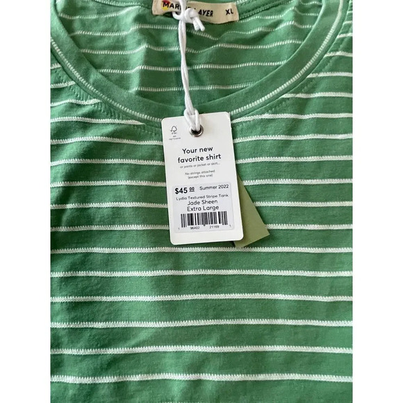 NWT Marine Layer Lydia Textured Stripe Tank Jade Sheen Size Extra Large Bohemian - Picture 5 of 8